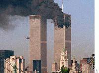 Hijacjed plane crashed inot the North Tower BBC pohoto.